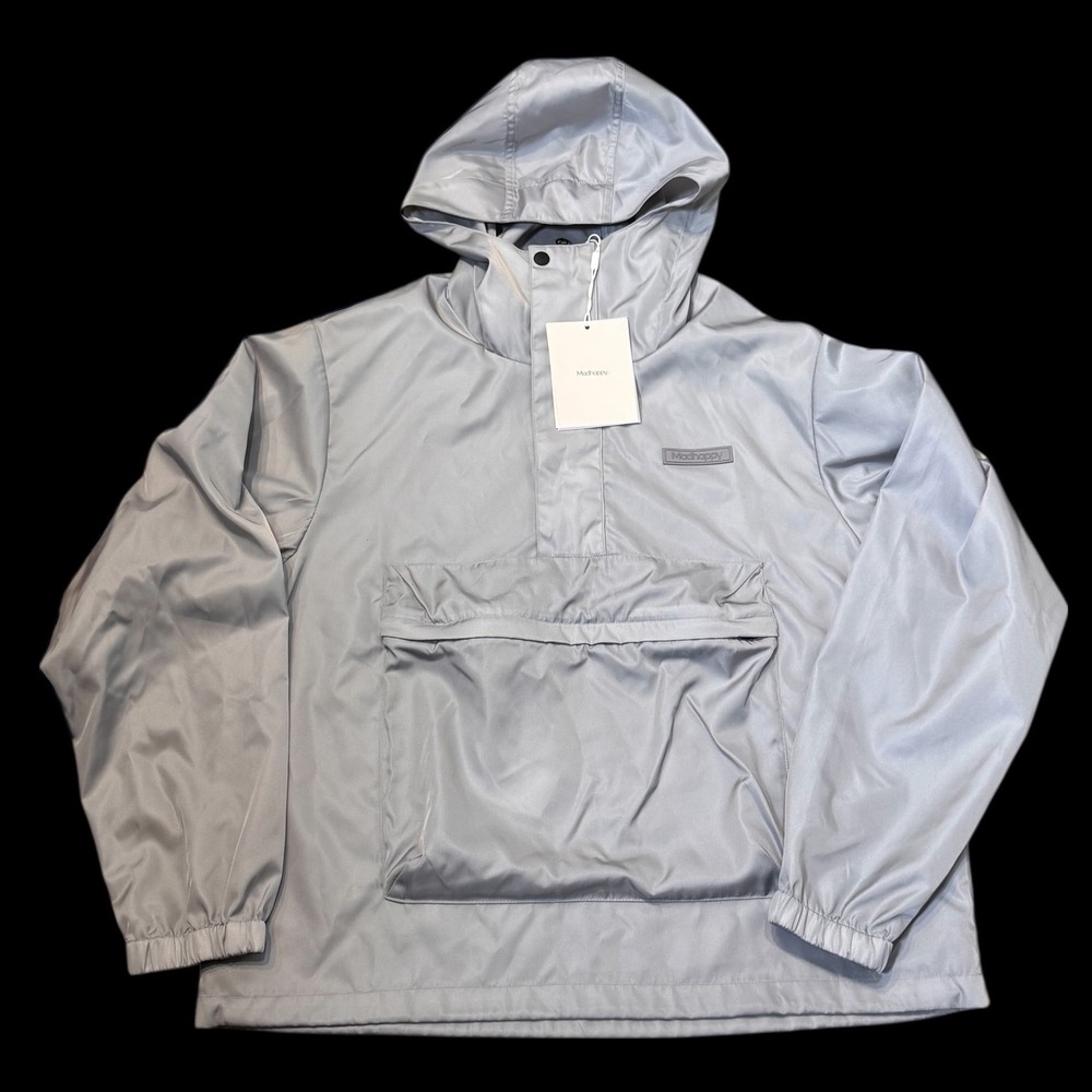 Madhappy‎ Lightweight Anorak Hoodie Pullover Jacket Grey Nylon Windbreaker Small - Picture 2 of 11